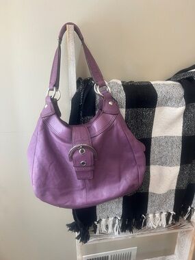 Coach Plum  Leather Shoulder Bag with Buckle Accent Vintage (2000)